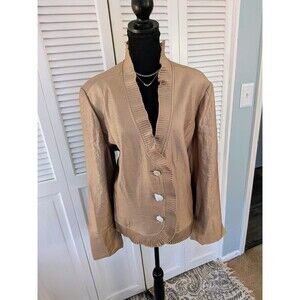 ASHRO Vessa Jacket Women 24W Gold Metallic Ruffle Rhinestone Glam Dressy Holiday